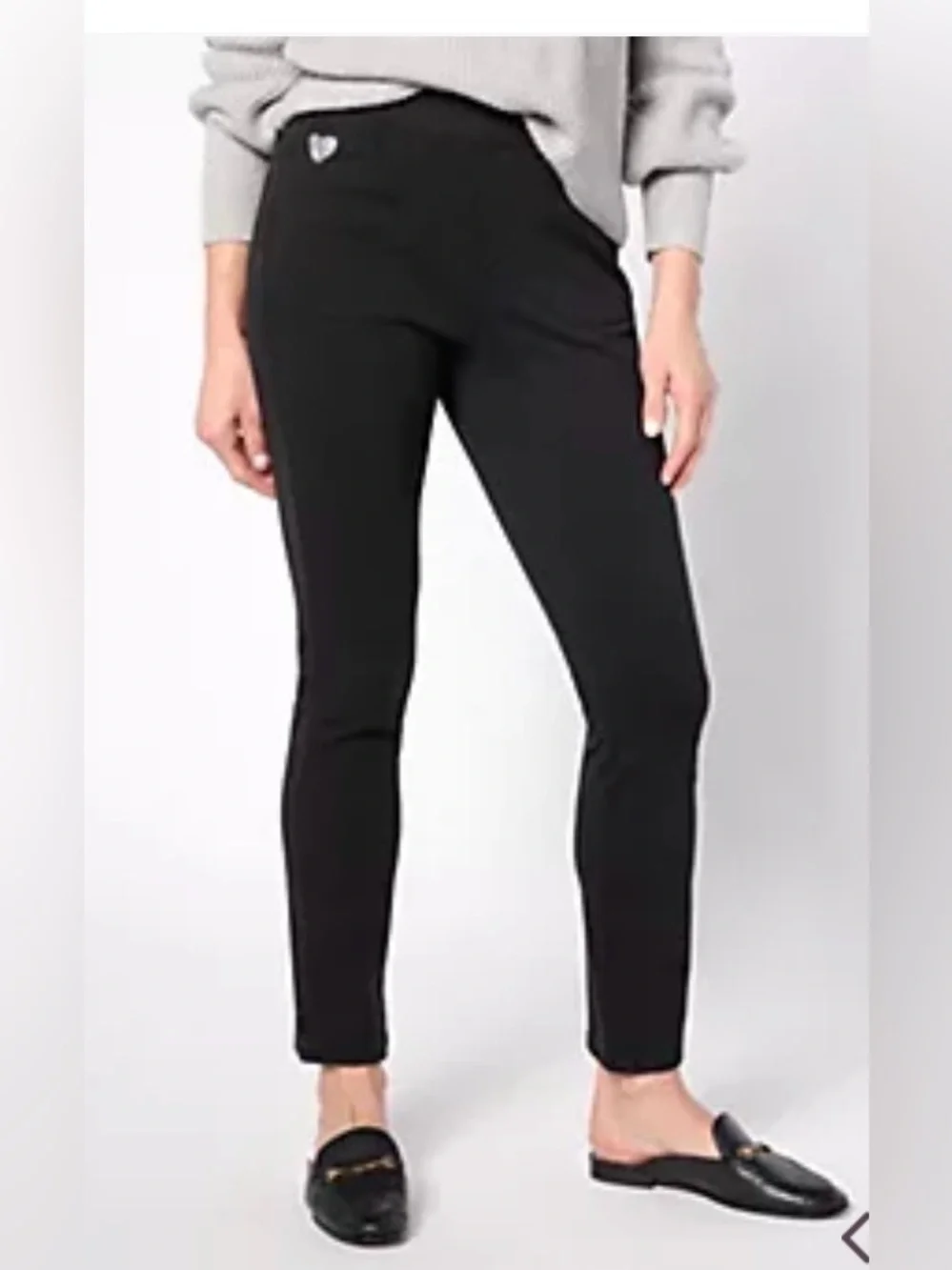 NWT Quacker Factory Regular DreamJeannes Pull-On Slim Leg Black Sz Large